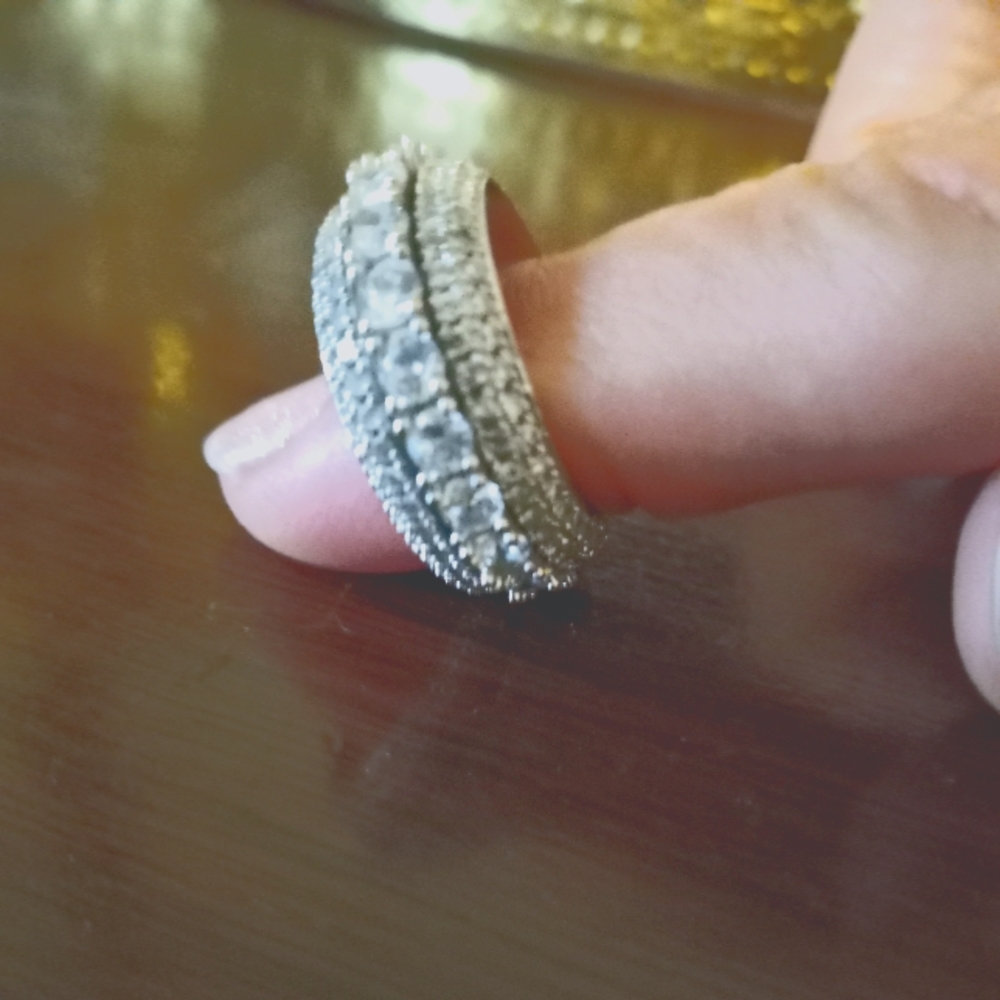 Silver color CZ Eternity Band ring